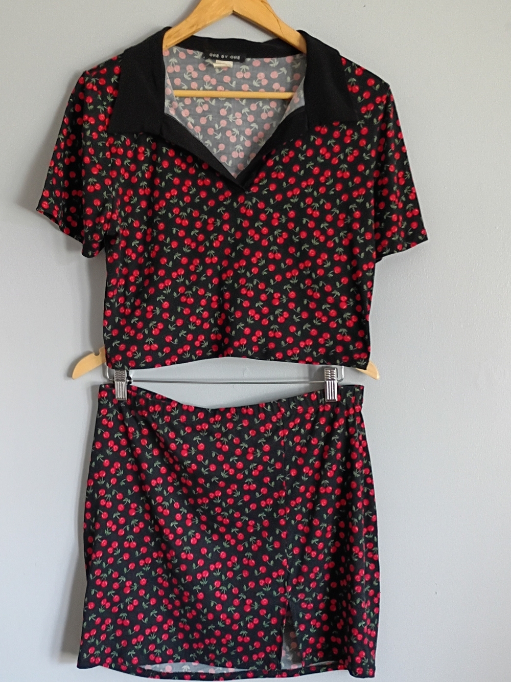 One By One Dolls Kill Cherry Print Two Piece Set XL